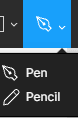 Top Toolbar Pen, Pencil Menu