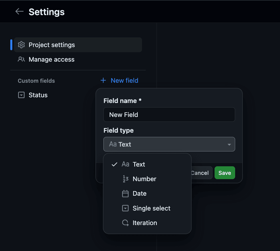 project detail setting